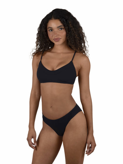 Max Solid Mid Rise Cheeky Bottom | Hurley - Black