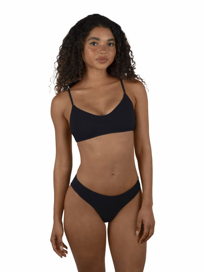Max Solid Mid Rise Cheeky Bottom | Hurley - Black