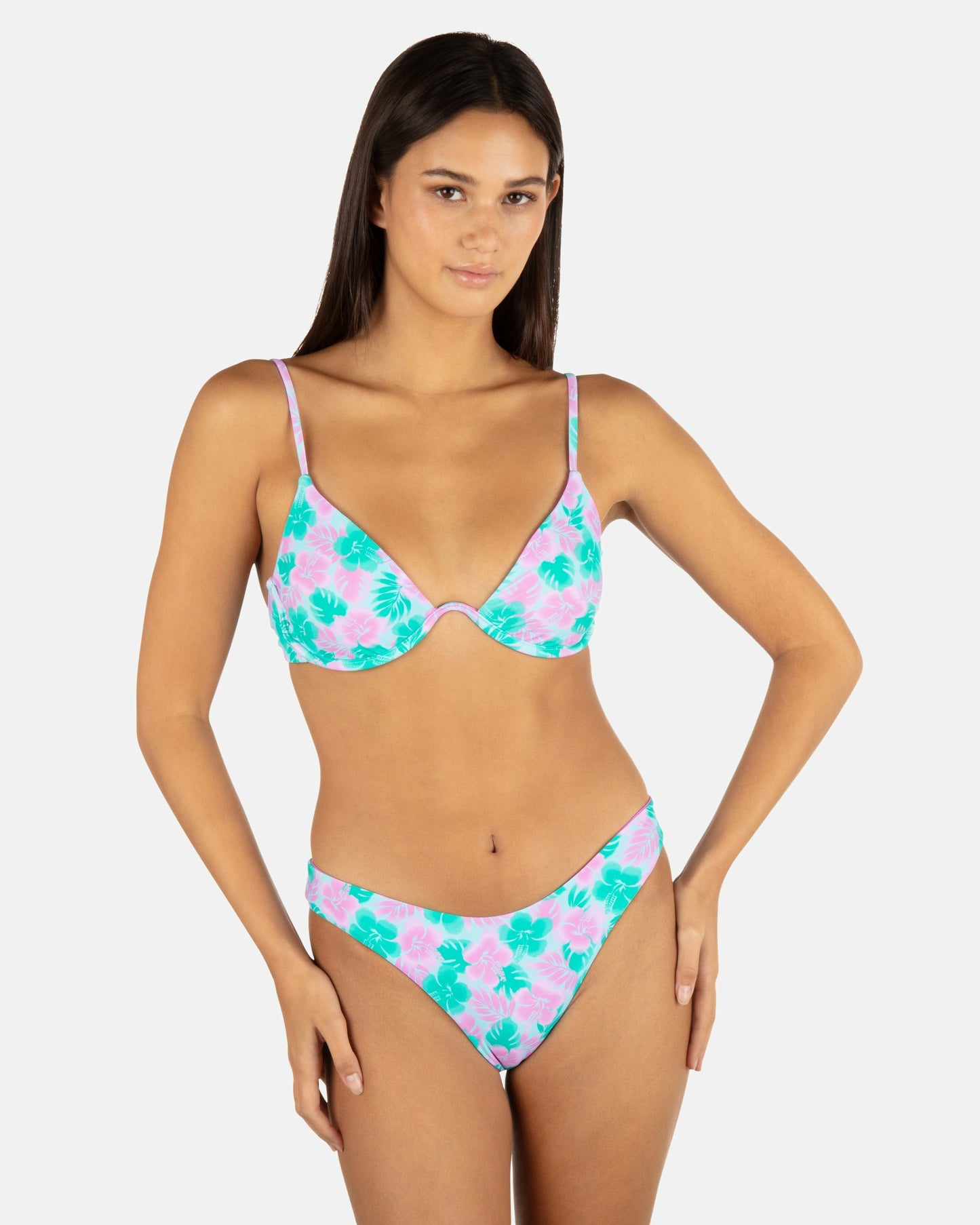 Lani Floral Cheeky Scoop Reversible Bottom | Hurley - Teal