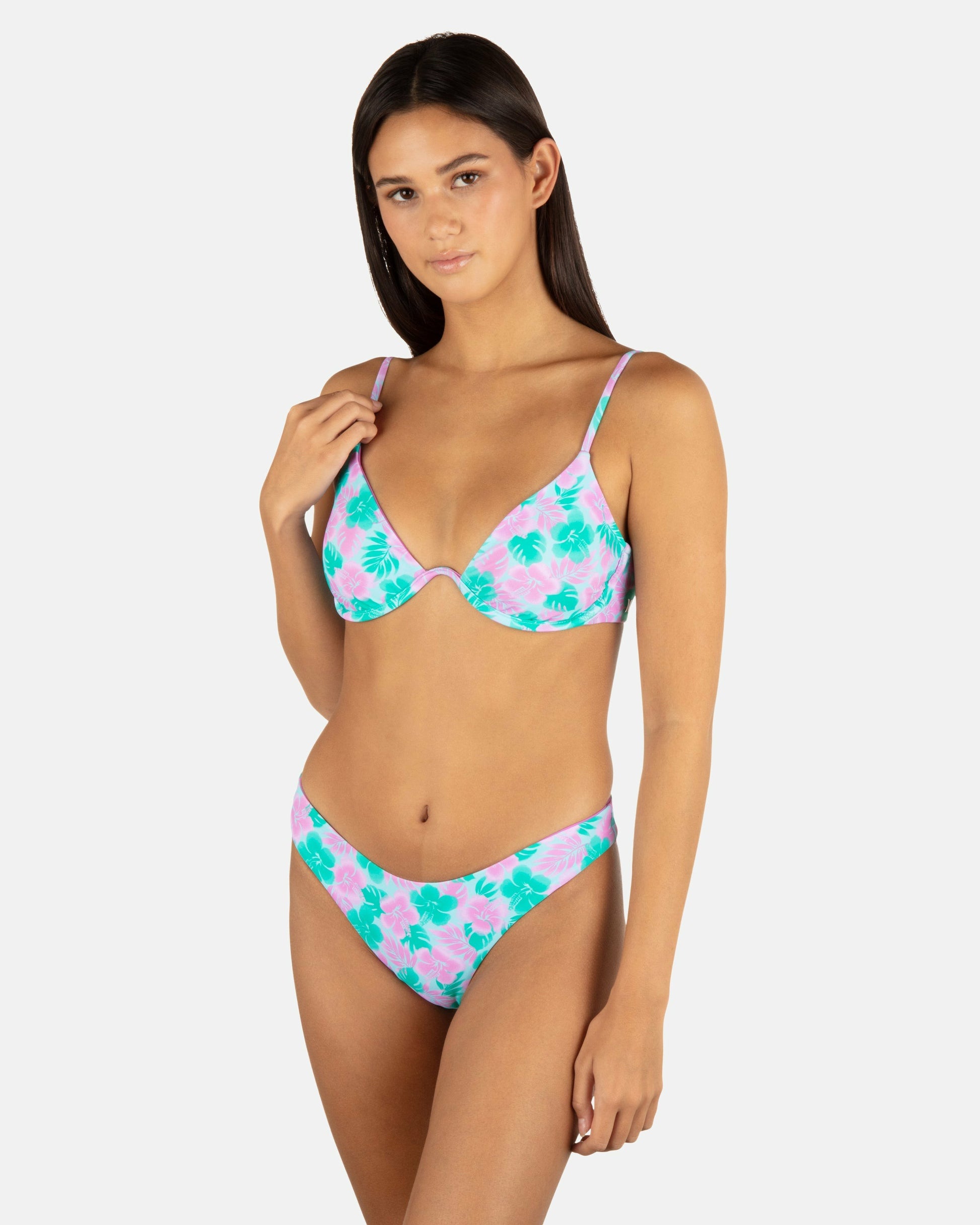 Lani Floral Cheeky Scoop Reversible Bottom | Hurley - Teal