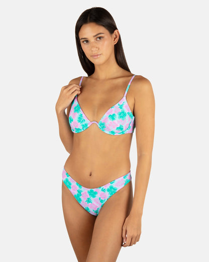 Lani Floral Cheeky Scoop Reversible Bottom | Hurley - Teal