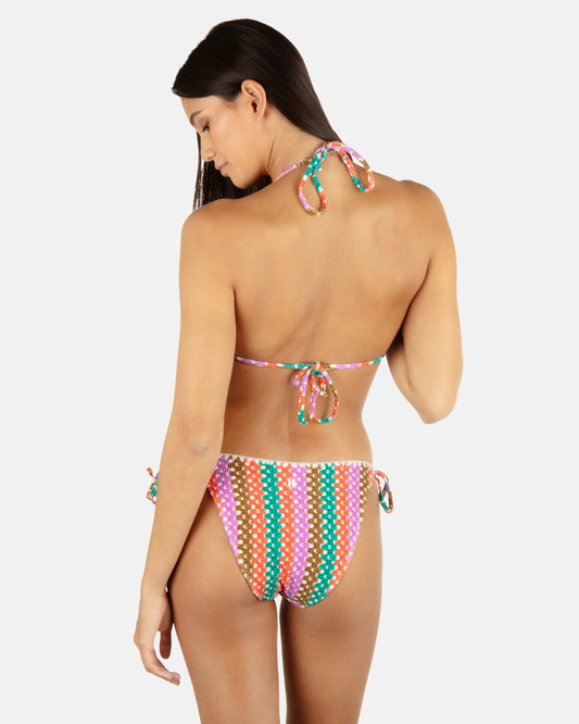 Printed Stripe Crochet Scrunch Cheeky Tie Side Bottom | Hurley - Orchid