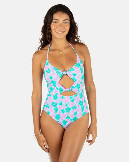 Lani Floral Cheeky Knot One Piece | Hurley - Teal