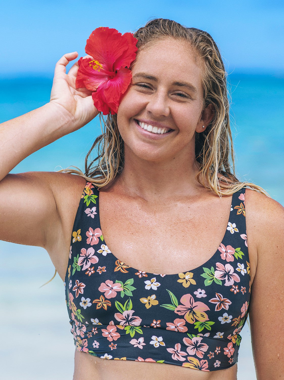Max Hibiscus Dream Longline Bralette | Hurley - Black Floral