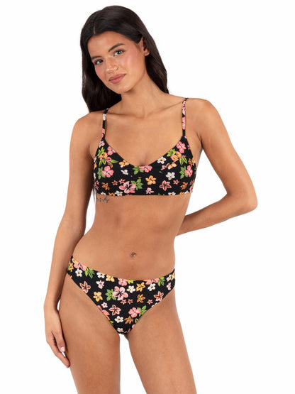 Max Hibiscus Dream Mid Rise Cheeky Bottom | Hurley - Black Floral
