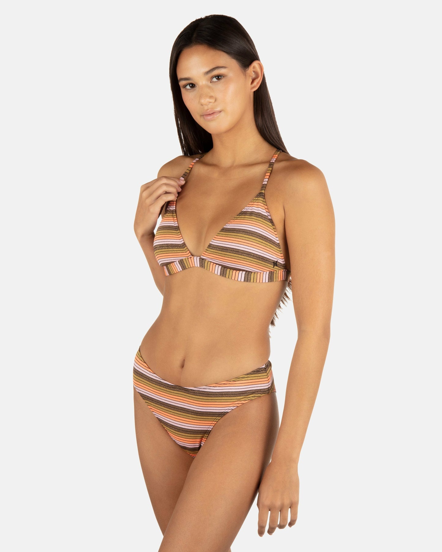 Sunset Shine Stripe Mid Rise Cheeky Bottom | Hurley - Sunrise Pink