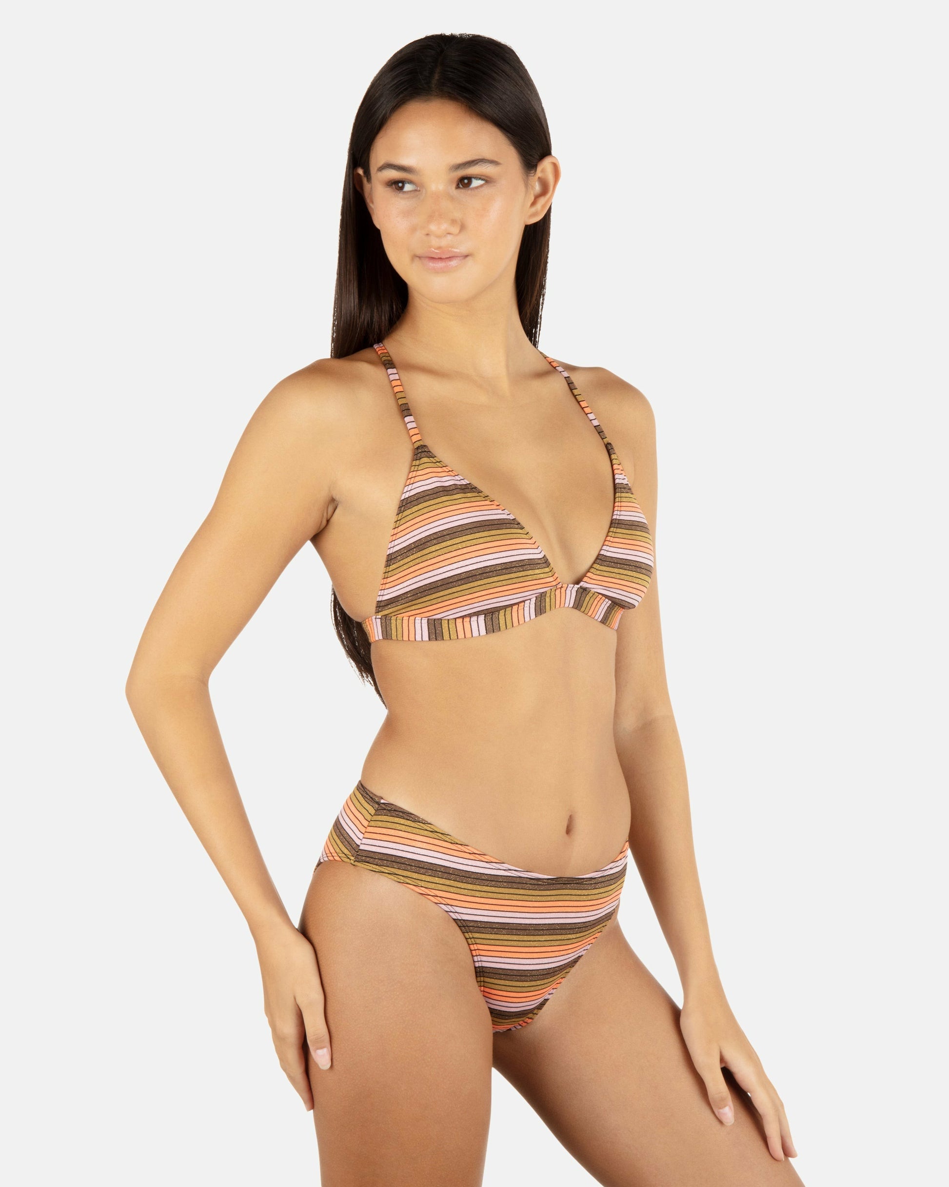 Sunset Shine Stripe Mid Rise Cheeky Bottom | Hurley - Sunrise Pink