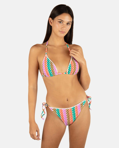 Printed Stripe Crochet Scrunch Cheeky Tie Side Bottom | Hurley - Orchid