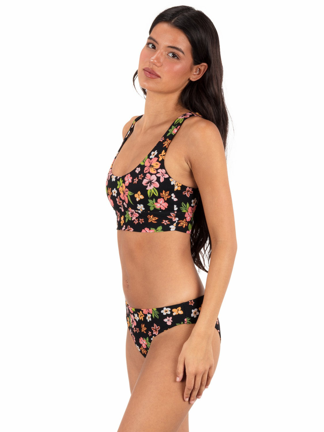 Max Hibiscus Dream Longline Bralette | Hurley - Black Floral