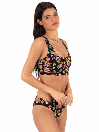 Max Hibiscus Dream Longline Bralette | Hurley - Black Floral