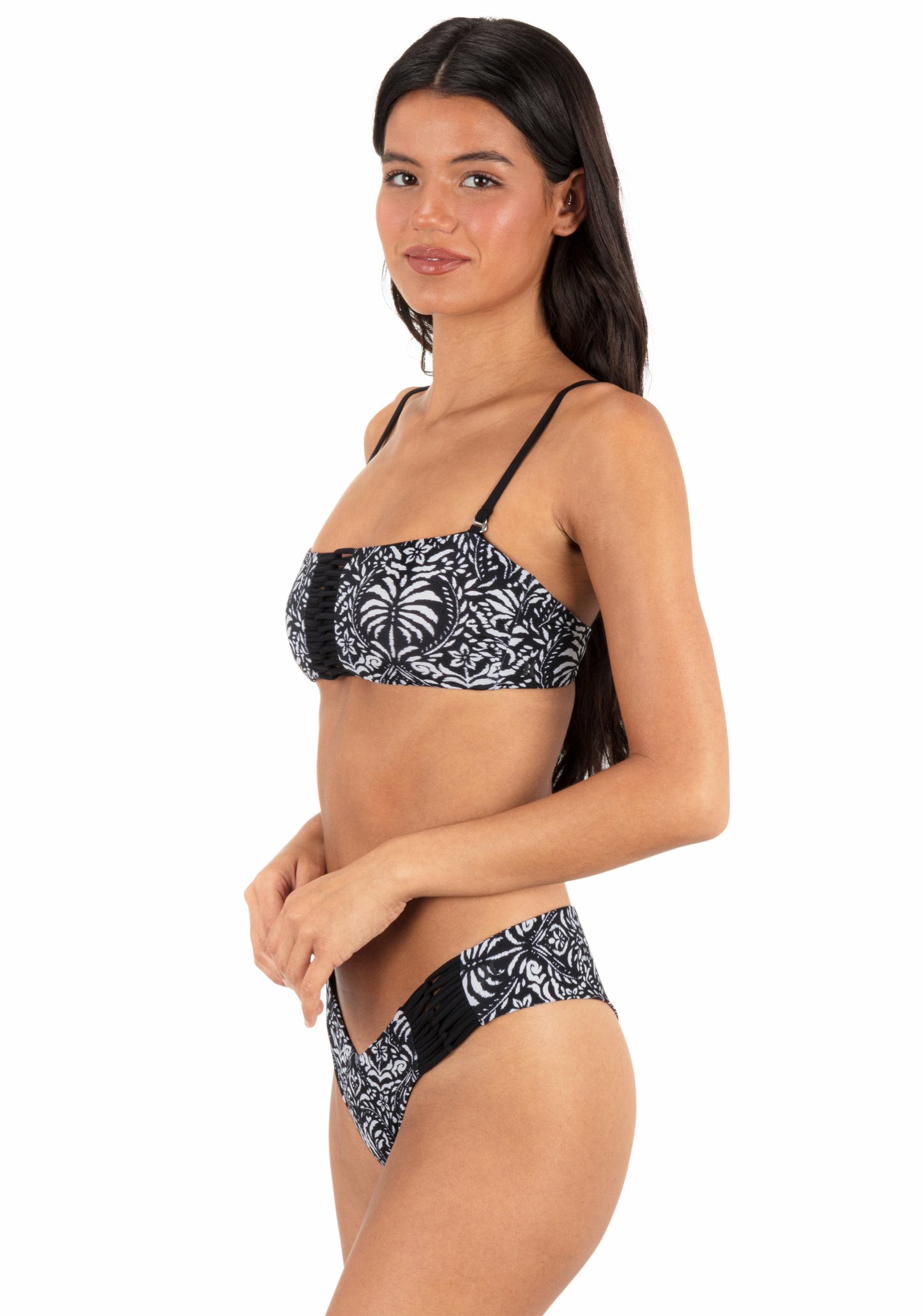Ikat Palm Bandeau | Hurley - Black / Coconut