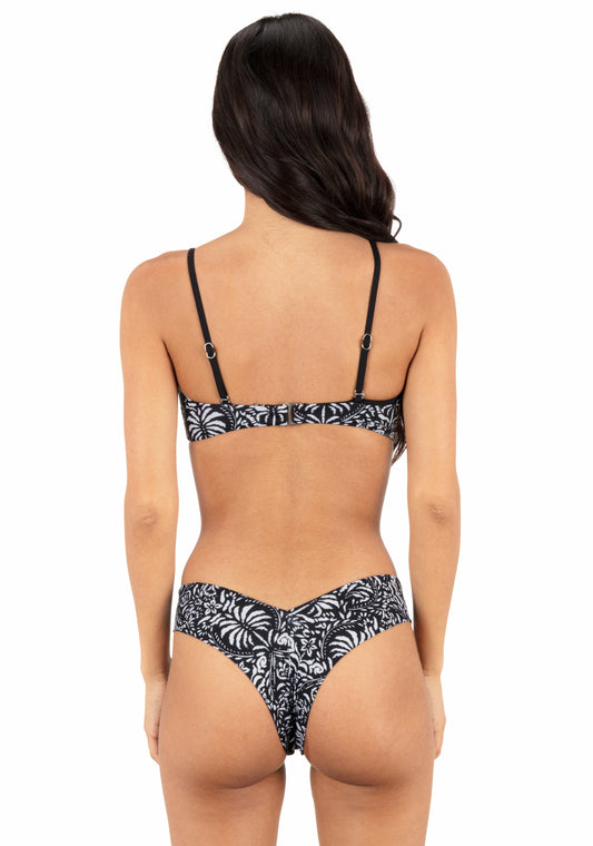 Ikat Palm Skimpy V Front Bottom | Hurley - Black / Coconut