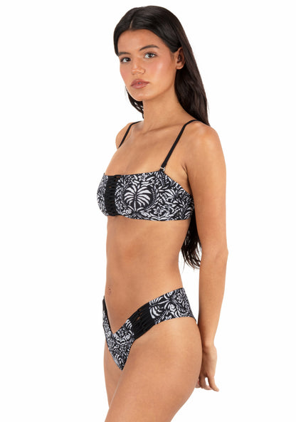 Ikat Palm Skimpy V Front Bottom | Hurley - Black / Coconut