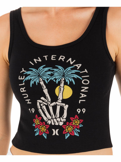 Peacebone Scoop Crop Tank | Hurley - Black