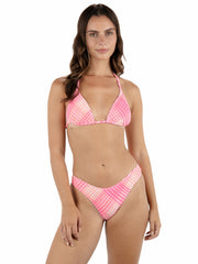 Ombre Plaid Scrunch Classic Triangle Bikini Top | Hurley - Coral Blossom